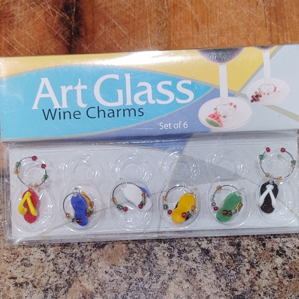Set of 6 Flip Flop Wine Charms